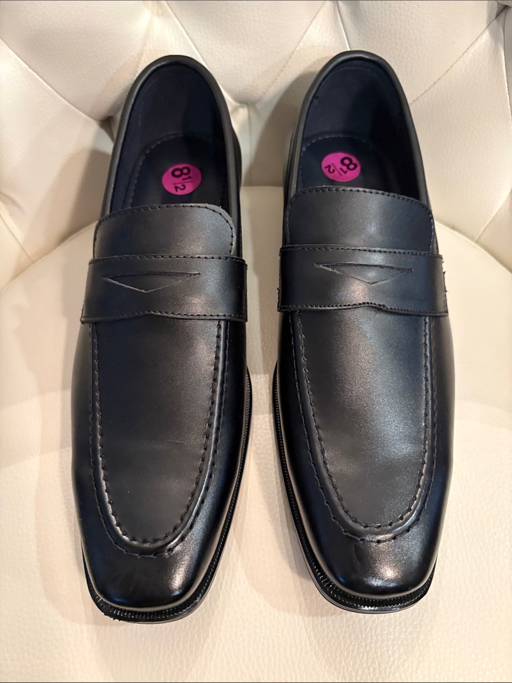 Joseph Abboud Black Leather Penny Loafers
